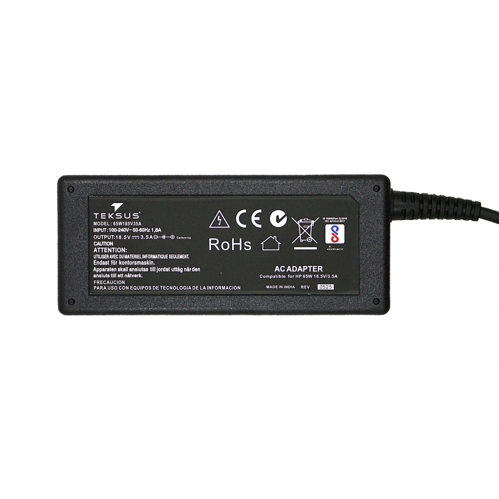 Teksus Laptop Adapter Compatible For HP 65w | 18.5v/3.5a | 4.8mm x 1.7mm Y Pin view 3